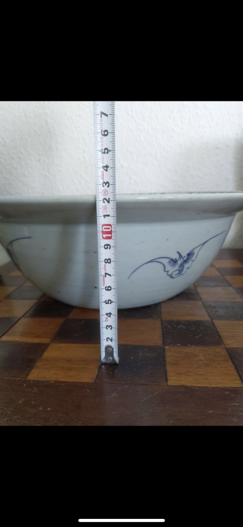 古玩陶瓷青花淡描花卉紋折沿盆拍賣,當前價格6000元