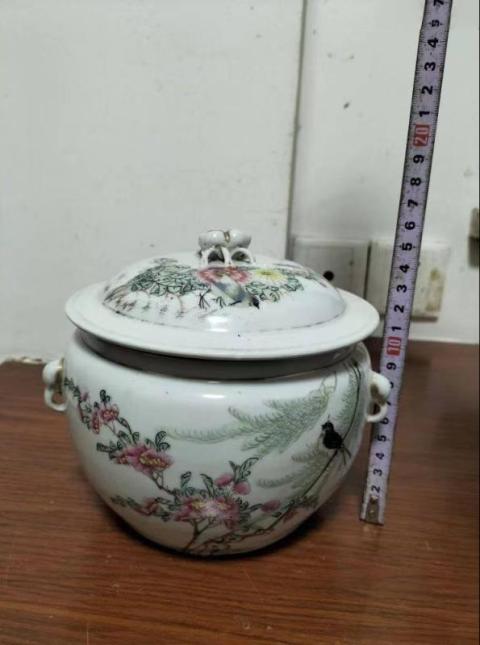 古玩陶瓷花鳥紋四系粥罐拍賣，當前價格980元