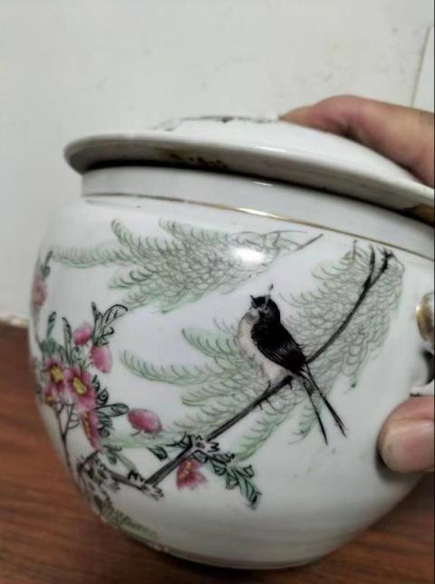 古玩陶瓷花鳥紋四系粥罐拍賣，當前價格980元