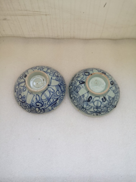 古玩陶瓷淡描青花花卉喜字碗拍賣，當前價格450元