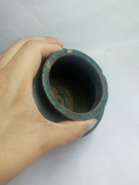 古玩陶瓷明末清初～單色綠釉唇口罐拍賣，當前價格288元