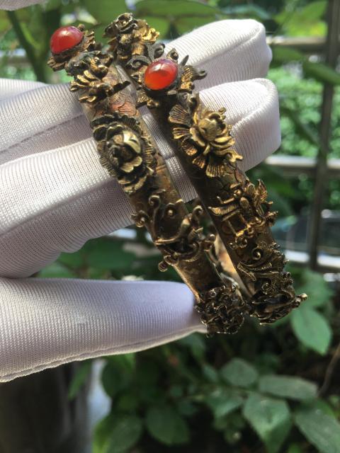 古玩雜項(xiàng)銀鎏金手鐲拍賣(mài)，當(dāng)前價(jià)格25000元