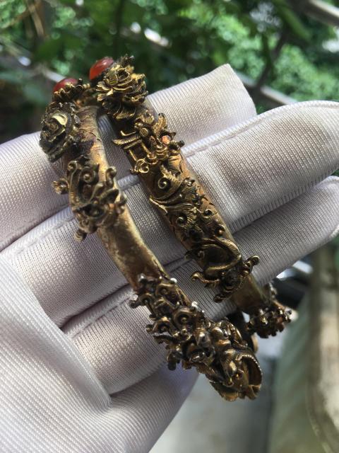 古玩雜項(xiàng)銀鎏金手鐲拍賣(mài)，當(dāng)前價(jià)格25000元