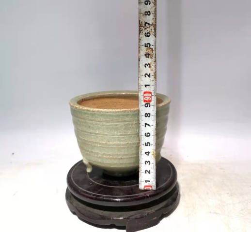 古玩陶瓷青釉弦紋三足香爐拍賣，當前價格7600元