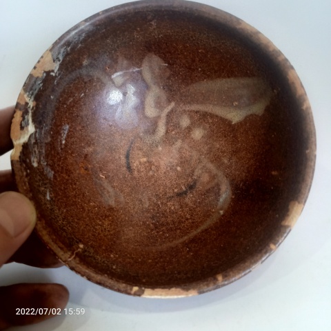 古玩陶瓷宋末元初吉州窯褐釉花卉紋盞拍賣,當前價格1666元