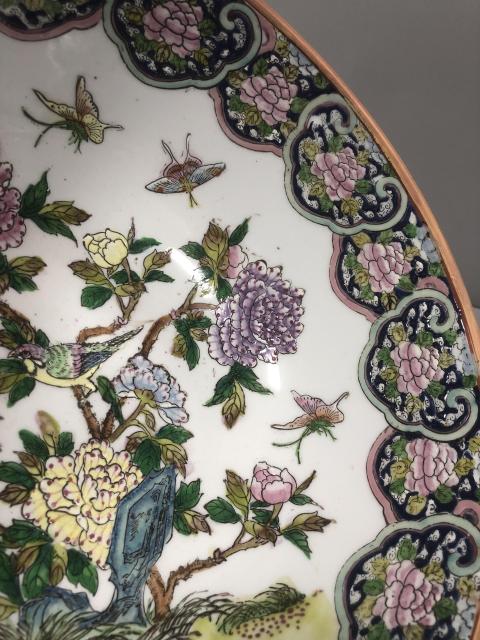 古玩陶瓷平臺保真花鳥蝶紋彩繪大碗拍賣，當(dāng)前價格2600元