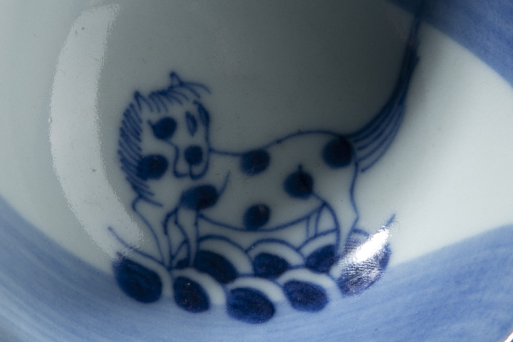 古玩陶瓷清晚·青花龍馬紋小碗一對拍賣，當前價格5800元