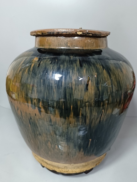 古玩陶瓷精美清代磁州窯窯變釉大蓋罐拍賣,當前價格1999元