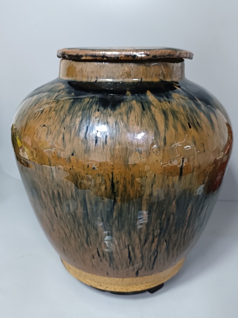 古玩陶瓷精美清代磁州窯窯變釉大蓋罐拍賣,當前價格1999元