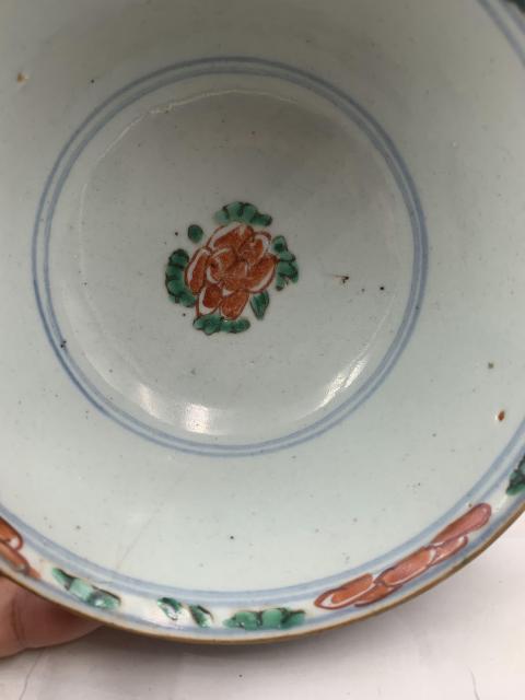 古玩陶瓷清代康熙花卉紋青花五彩碗拍賣,當前價格2888元