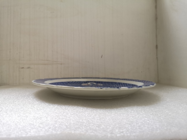 古玩陶瓷青花加彩開光花鳥紋花口盤拍賣,當前價格398元