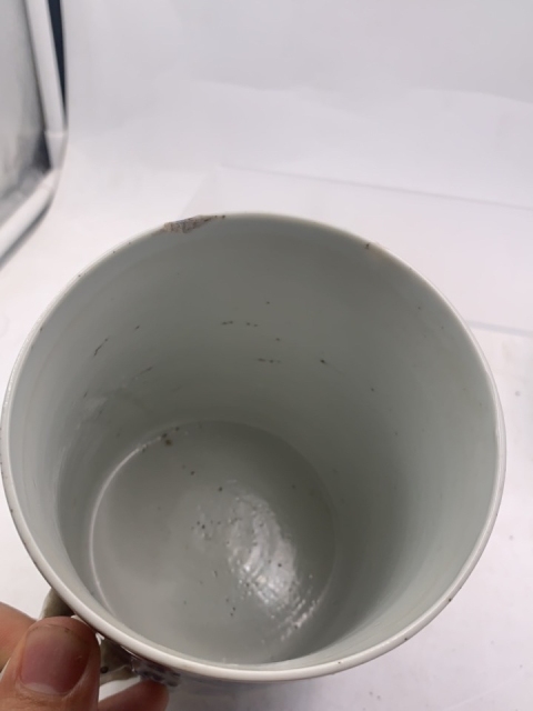 古玩陶瓷清中樓臺亭閣山水紋青花執杯拍賣，當前價格880元