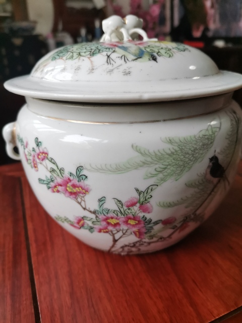 古玩陶瓷花鳥紋四系粥罐拍賣，當前價格980元