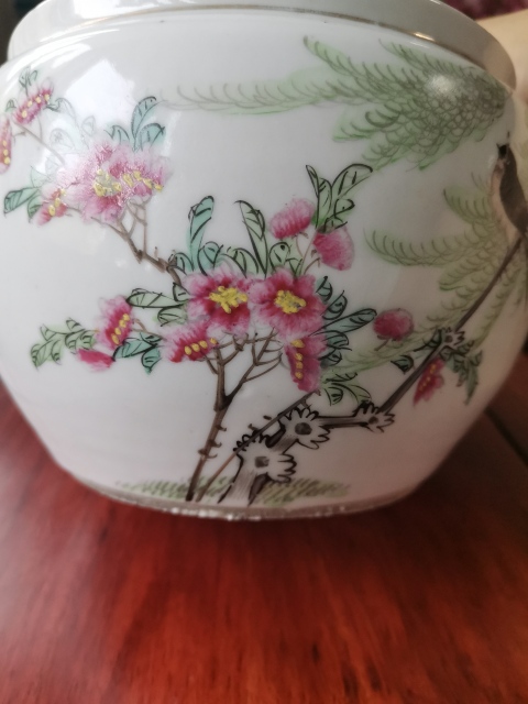古玩陶瓷花鳥紋四系粥罐拍賣，當前價格980元