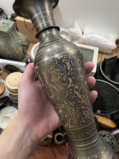 古玩雜項晚清刻畫銅瓶拍賣，當前價格999元