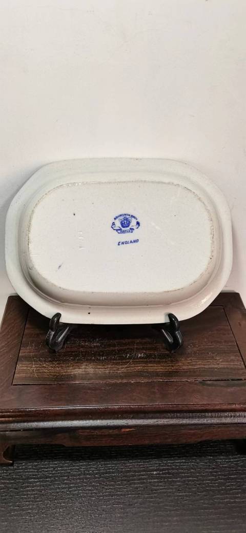 古玩陶瓷民國 亭臺亭閣山水紋青花盤拍賣，當前價格700元