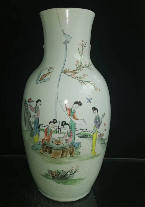 古玩陶瓷民國(guó)·水彩侍女雙耳大瓶拍賣(mài),當(dāng)前價(jià)格600元