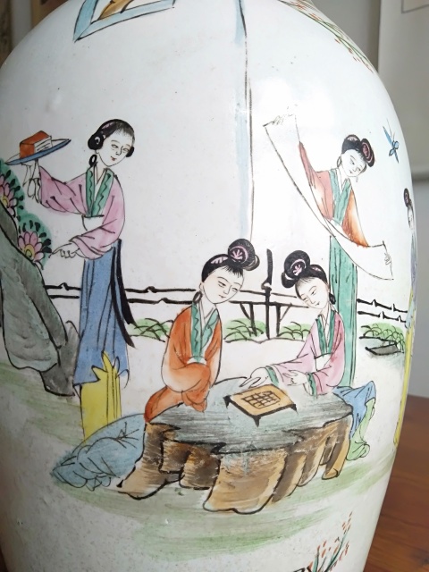 古玩陶瓷民國(guó)·水彩侍女雙耳大瓶拍賣(mài),當(dāng)前價(jià)格600元
