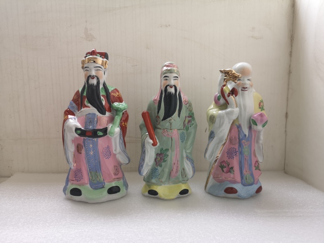 古玩陶瓷粉彩福祿壽三星造像拍賣,當(dāng)前價(jià)格488元