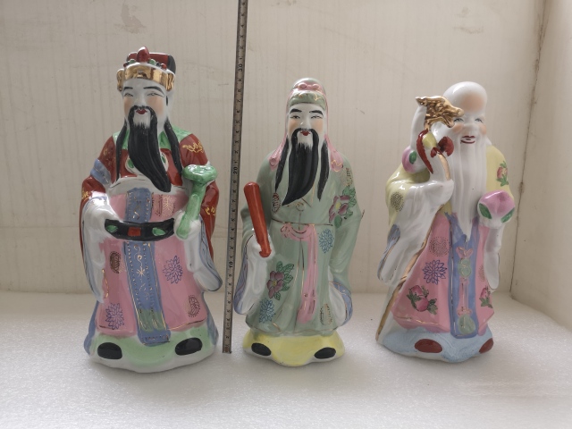 古玩陶瓷粉彩福祿壽三星造像拍賣,當(dāng)前價(jià)格488元