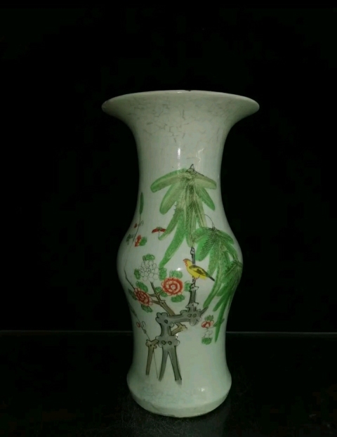 古玩陶瓷油粉彩花鳥紋花觚拍賣,當(dāng)前價(jià)格2298元