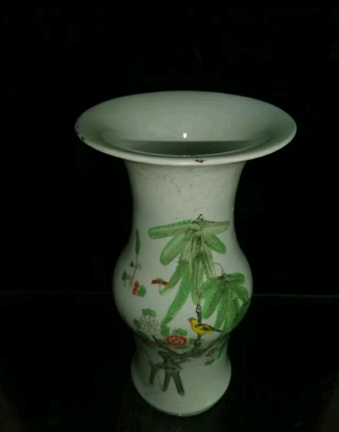 古玩陶瓷油粉彩花鳥紋花觚拍賣,當(dāng)前價(jià)格2298元
