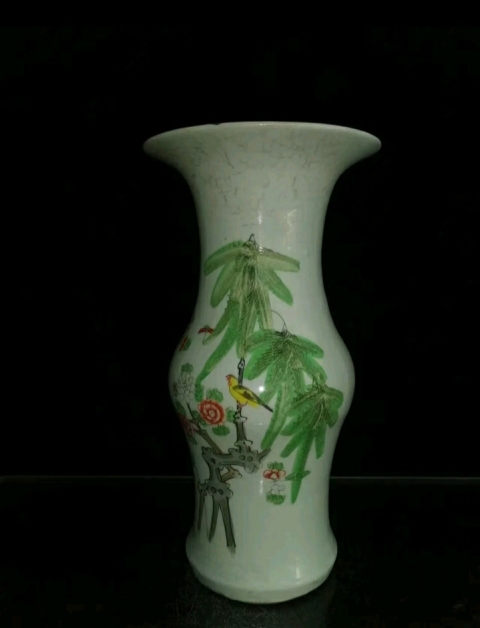古玩陶瓷油粉彩花鳥紋花觚拍賣,當(dāng)前價(jià)格2298元