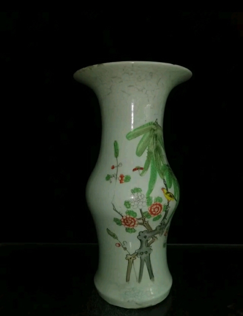 古玩陶瓷油粉彩花鳥紋花觚拍賣,當(dāng)前價(jià)格2298元