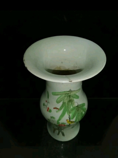 古玩陶瓷油粉彩花鳥紋花觚拍賣,當(dāng)前價(jià)格2298元
