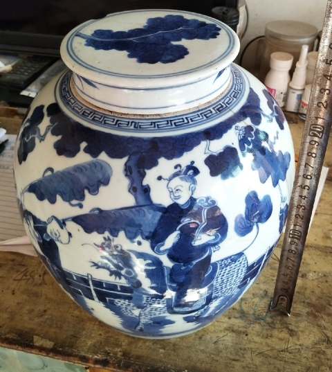 古玩陶瓷清中麒麟送子青花蓋罐拍賣,當前價格5555元