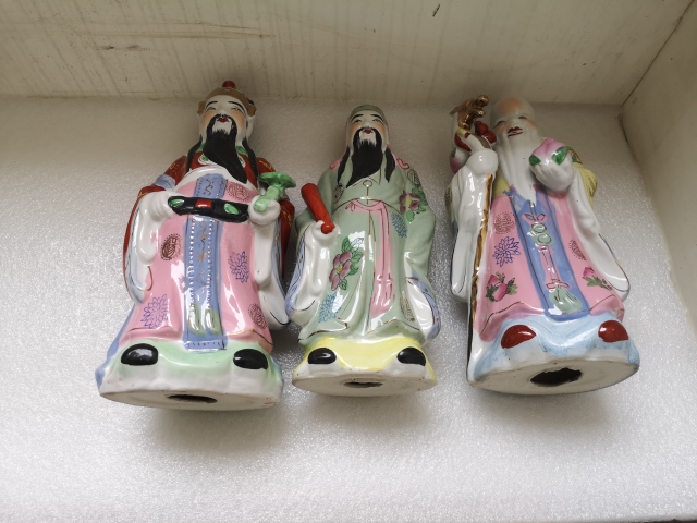 古玩陶瓷粉彩福祿壽三星造像拍賣,當(dāng)前價(jià)格488元