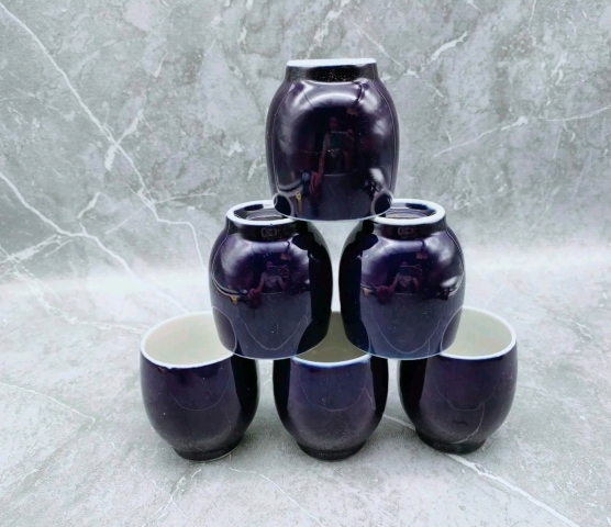古玩陶瓷創匯·藍釉杯(5只)拍賣,當前價格599元