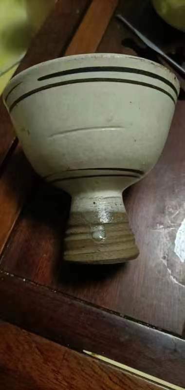 古玩陶瓷磁州窯白釉黑彩高足杯拍賣,當前價格1888元