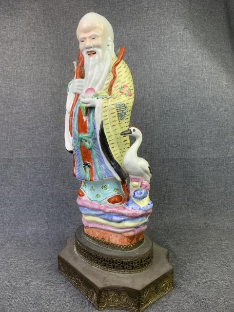 古玩陶瓷粉彩壽星塑像拍賣,當前價格3200元