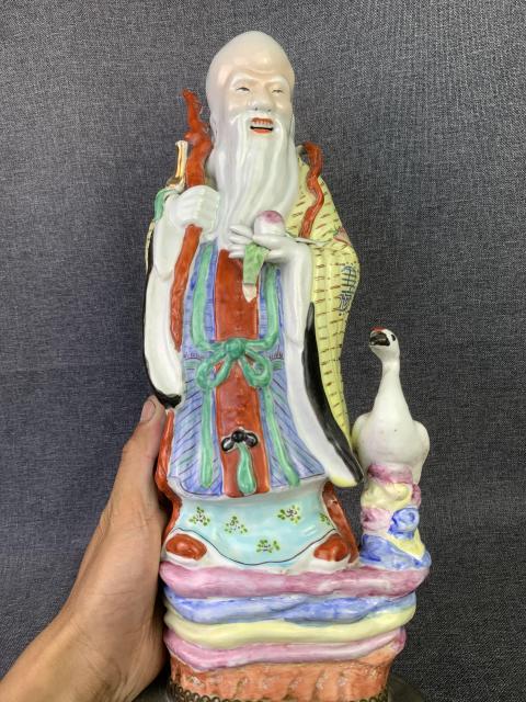 古玩陶瓷粉彩壽星塑像拍賣,當前價格3200元