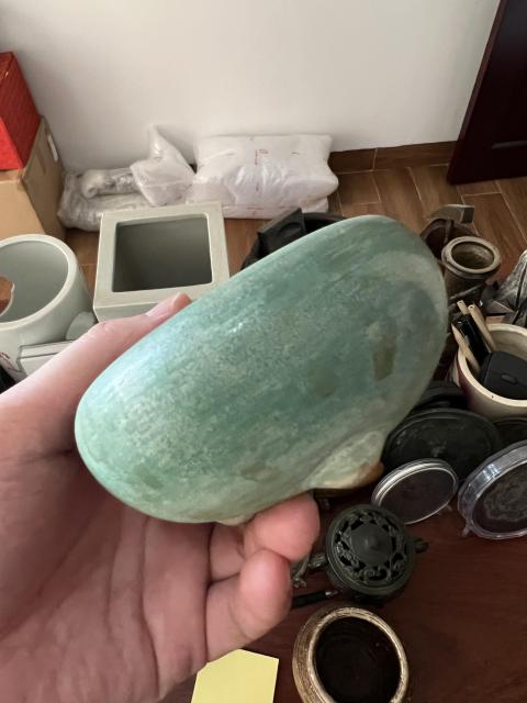 古玩陶瓷民國晚期綠釉三足缽式香爐拍賣,當前價格399元