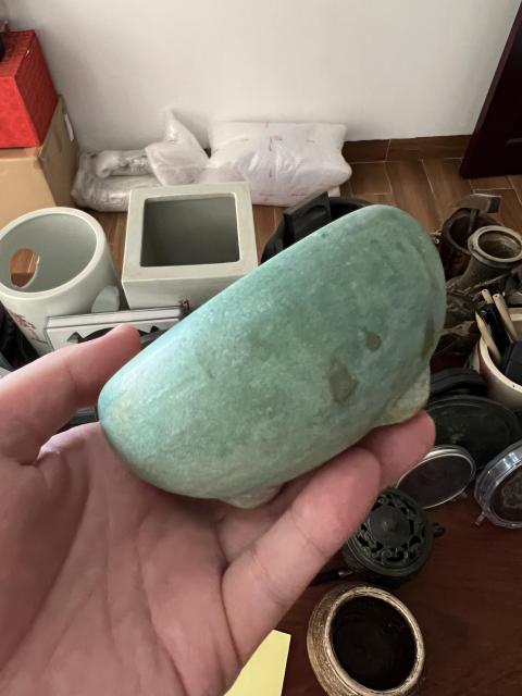 古玩陶瓷民國晚期綠釉三足缽式香爐拍賣,當前價格399元