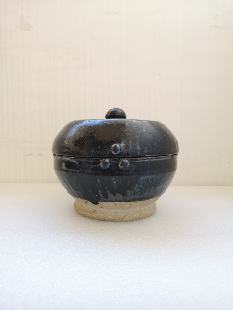 古玩陶瓷明末清初磁州窯黑釉蓋罐拍賣，當前價格1200元