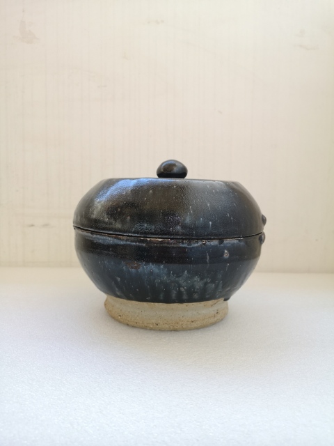 古玩陶瓷明末清初磁州窯黑釉蓋罐拍賣，當前價格1200元