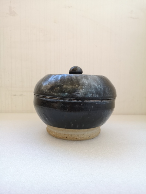 古玩陶瓷明末清初磁州窯黑釉蓋罐拍賣，當前價格1200元