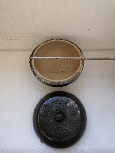 古玩陶瓷明末清初磁州窯黑釉蓋罐拍賣，當前價格1200元