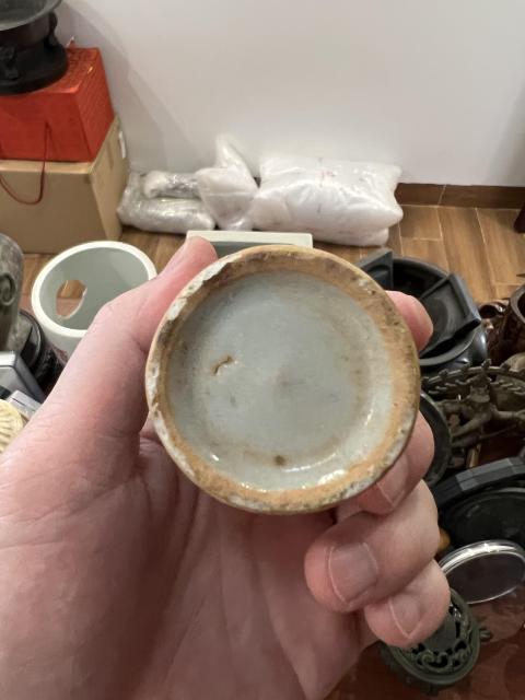 古玩陶瓷清中山水紋青花水盂拍賣，當前價格399元