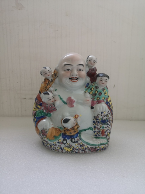 古玩陶瓷出口創匯期福建會館款五子鬧佛塑像拍賣，當前價格350元