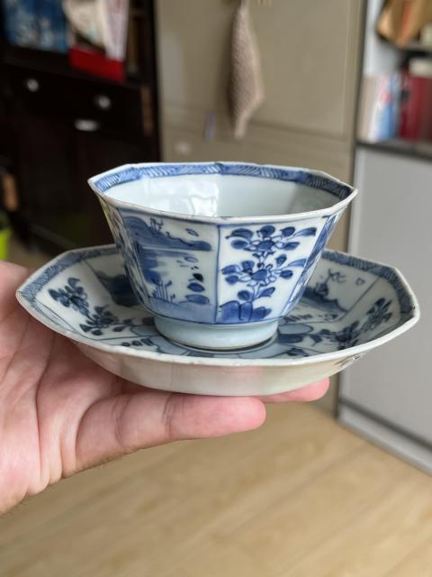 古玩陶瓷清早期山水紋青花杯盤拍賣,當(dāng)前價格2100元