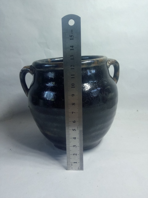 古玩陶瓷清代～磁州窯系黑釉雙耳蹲拍賣，當前價格388元