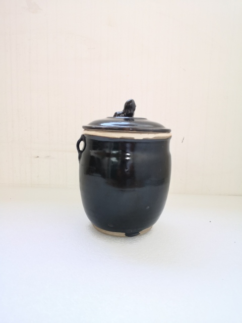 古玩陶瓷磁州窯黑釉雙系蓋缸拍賣,當(dāng)前價(jià)格680元