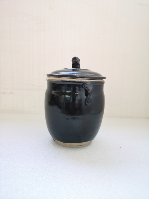 古玩陶瓷磁州窯黑釉雙系蓋缸拍賣,當(dāng)前價(jià)格680元