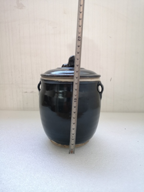 古玩陶瓷磁州窯黑釉雙系蓋缸拍賣,當(dāng)前價(jià)格680元