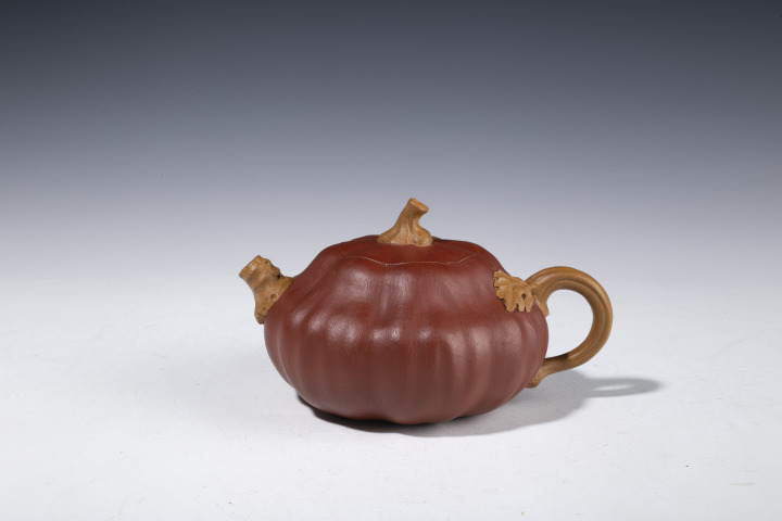 古玩陶瓷當代·210ml段泥南瓜壺真品鑒賞圖