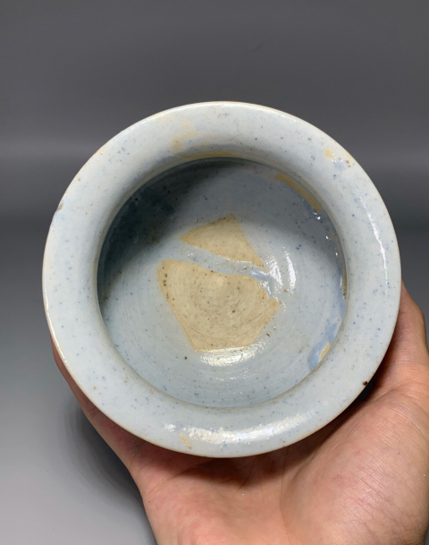 古玩陶瓷（收藏級少見）天藍(lán)白釉獅耳香爐拍賣，當(dāng)前價格2888元